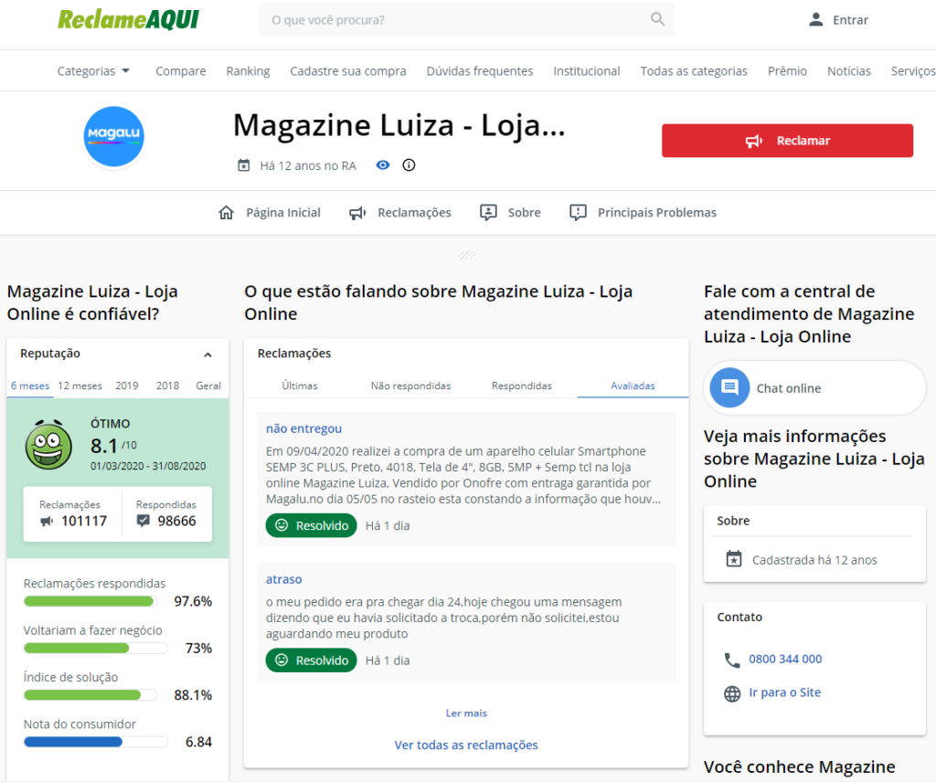 Captura de tela realizada em 15/09/2020